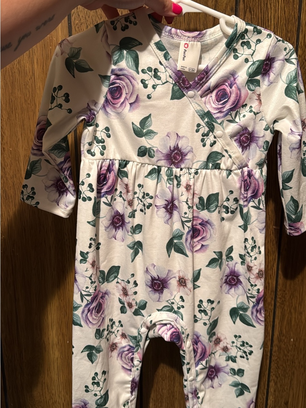 PatPat Cream Romper with Purple Floral Print